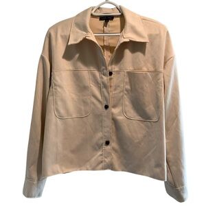 Cream Ladies Large Faux Suede Shacket